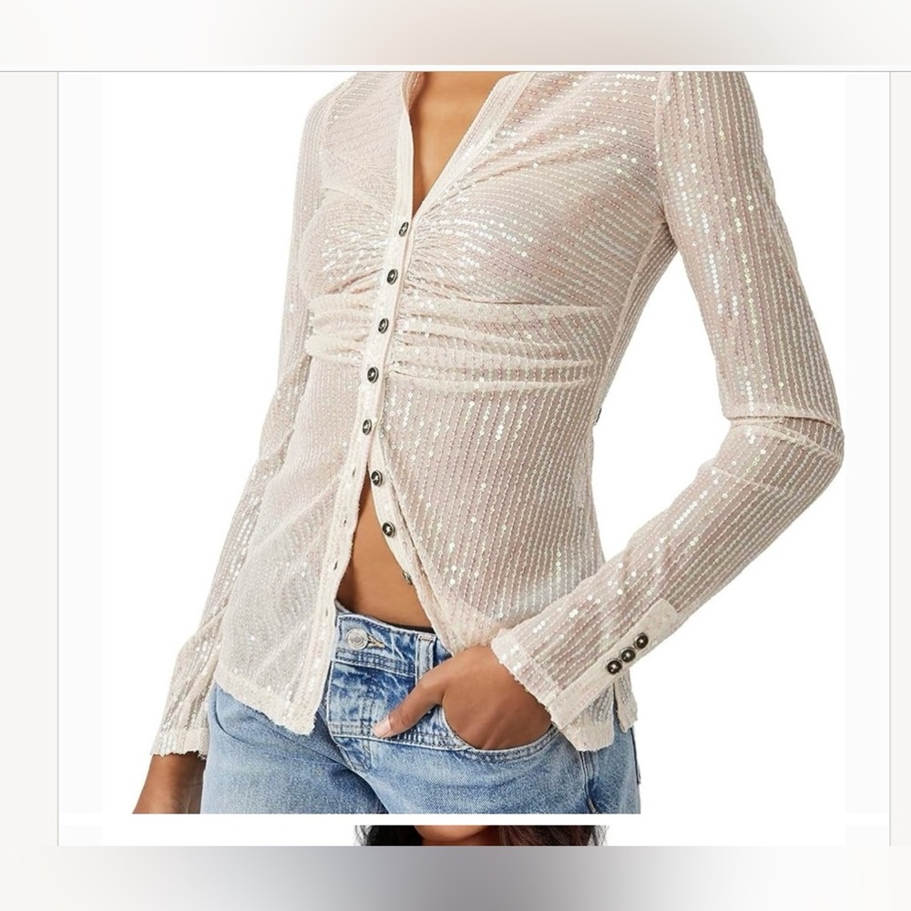 Free People Iridescent Cream Blouse - Picture 5 of 5